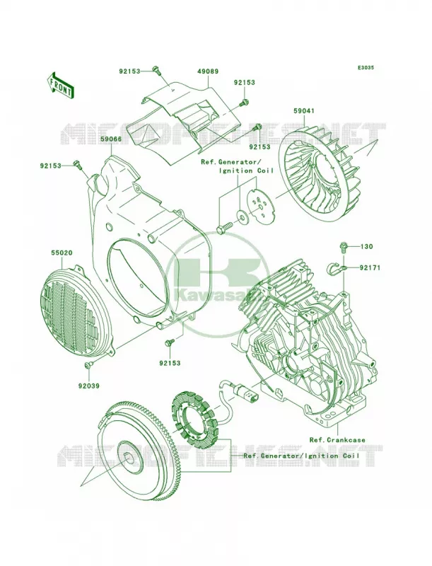 Cooling Kawasaki MULE 400 2008 MULE 610 4X4 HARDWOODS GREEN HD  KAF400C8F