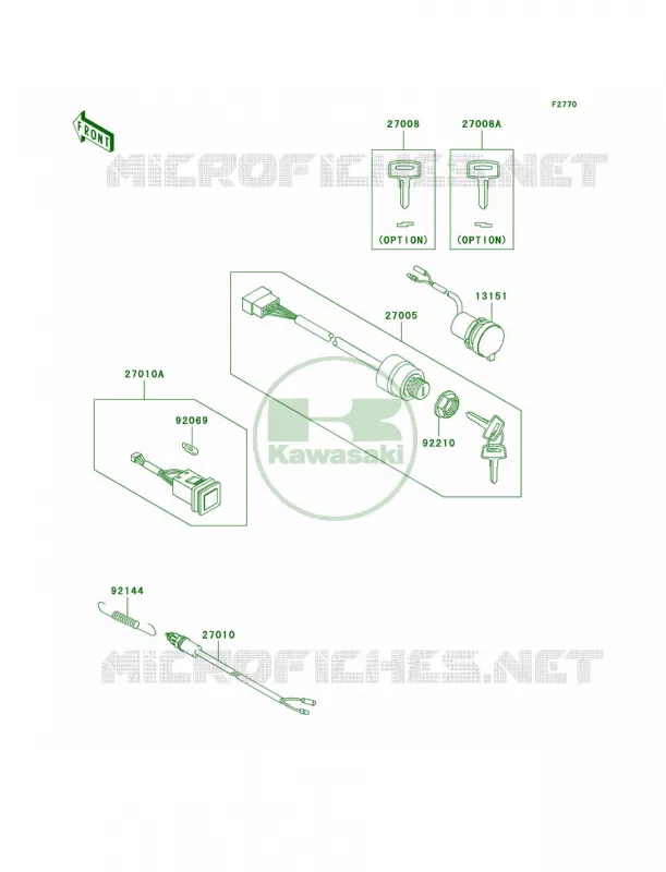 Ignition Switch Kawasaki MULE 400 2008 MULE 610 4X4 HARDWOODS GREEN HD  KAF400C8F