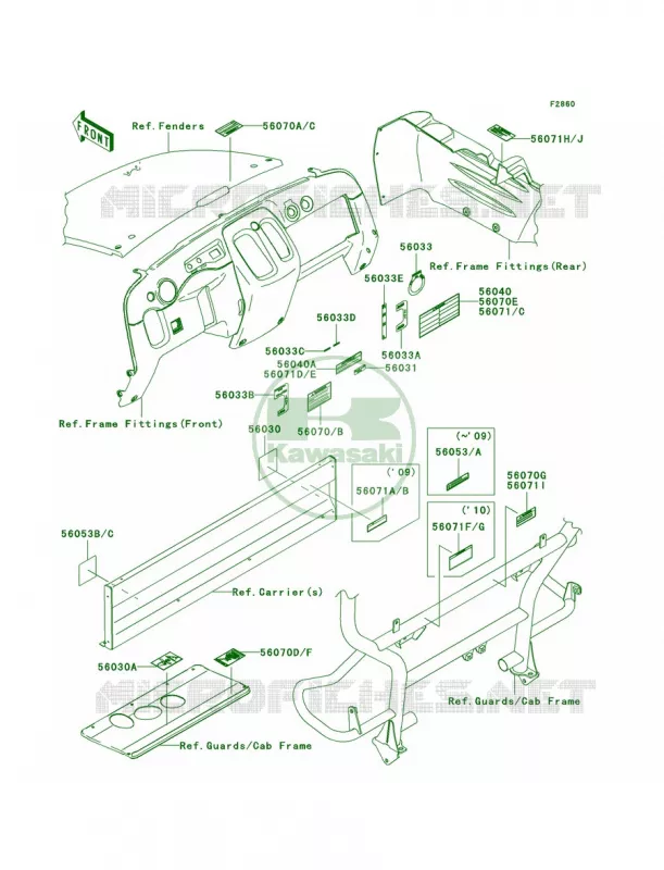 Labels Kawasaki MULE 400 2010 MULE 610 4X4 REALTREE APG HD  KAF400CAF