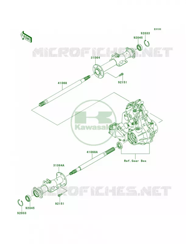 Rear Axle Kawasaki MULE 400 2010 MULE 610 4X4 XC  KAF400DAF