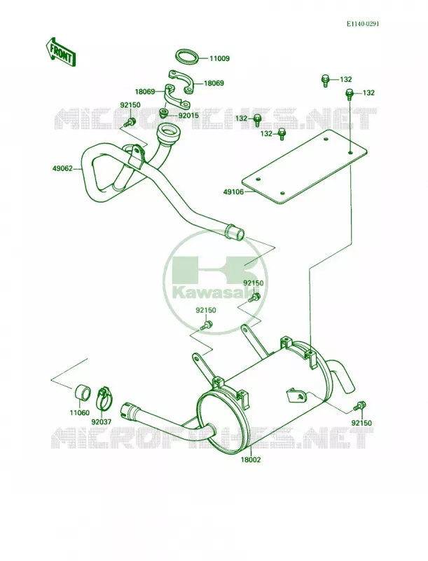Mufflers Kawasaki MULE 450 2007 MULE 1000  KAF450-B1