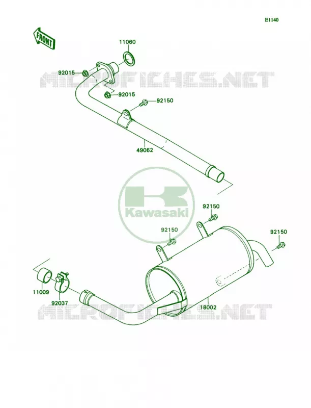Muffler Kawasaki MULE 540 2007 MULE 2010  KAF540-C1