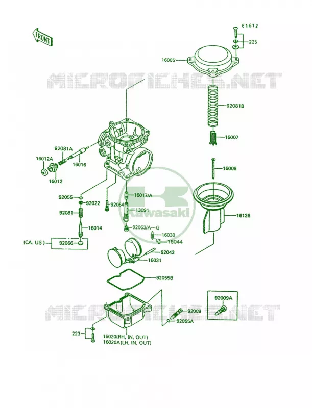 Carburetor Parts Kawasaki MOTOS 1000 1994 Concours  ZG1000-A9
