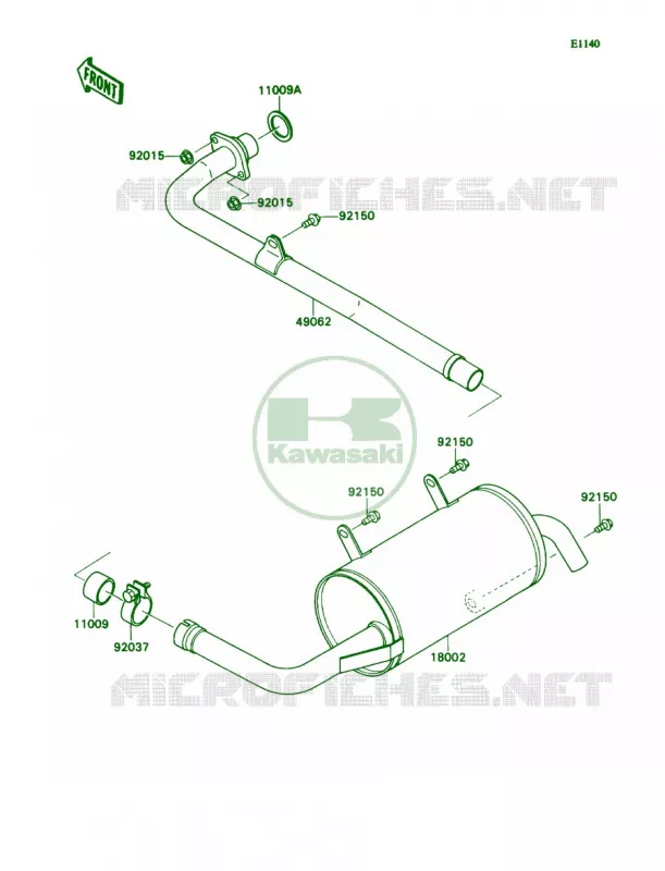 Muffler Kawasaki MULE 540 2007 MULE 2030  KAF540-E1