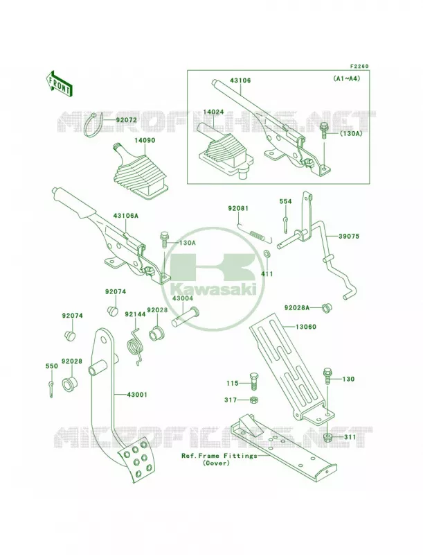 Brake PedalThrottle Lever Kawasaki MULE 620 2007 MULE 2510 4X4  KAF620-A1