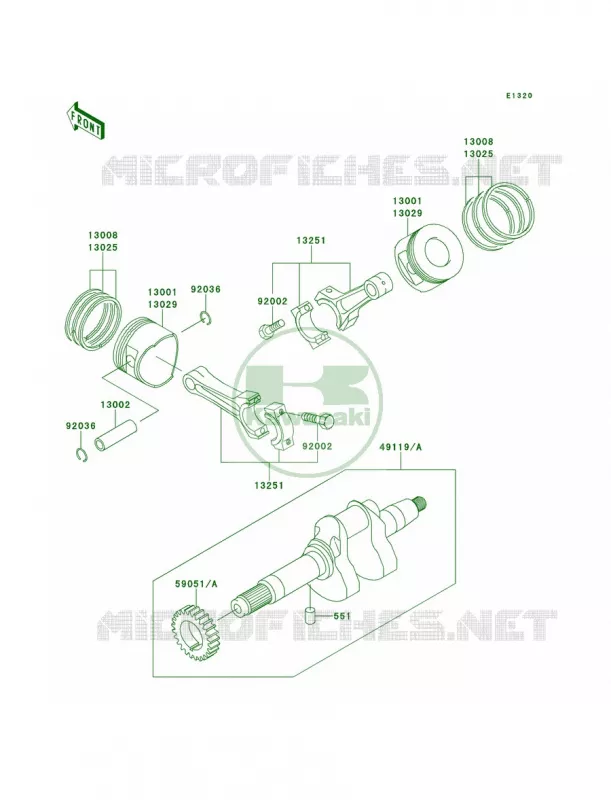 CrankshaftPistons Kawasaki MULE 620 2007 MULE 2510 4X4  KAF620-A1