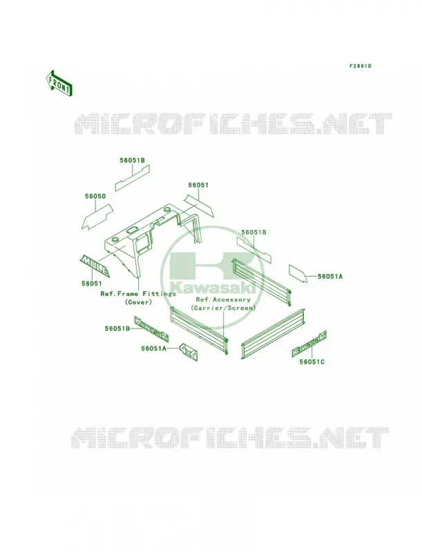 DecalsGreenKAF620-A5 Kawasaki MULE 620 2007 MULE 2510 4X4  KAF620-A1