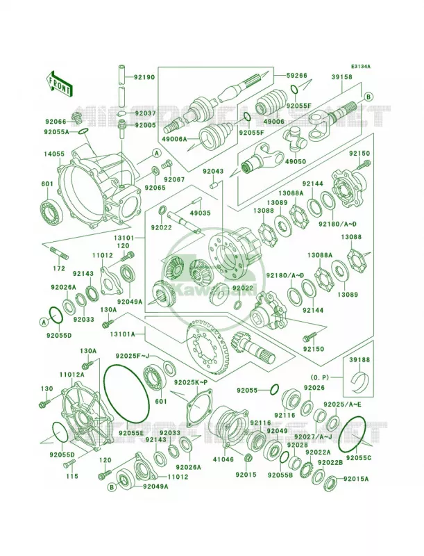 Drive ShaftFront Kawasaki MULE 620 2007 MULE 2510 4X4  KAF620-A1