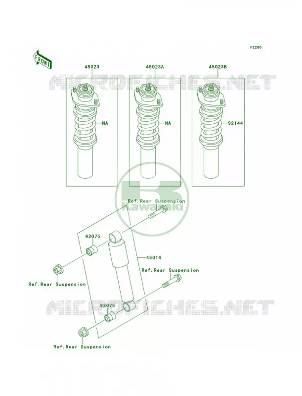Shock Absorbers Kawasaki MULE 620 2007 MULE 2510 4X4  KAF620-A1