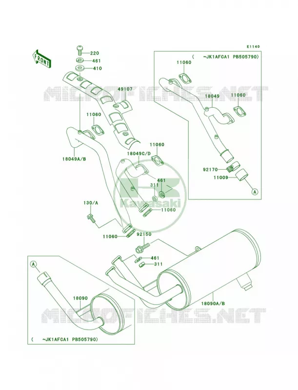 Mufflers Kawasaki MULE 620 2007 MULE 2510 4X4  KAF620-A2
