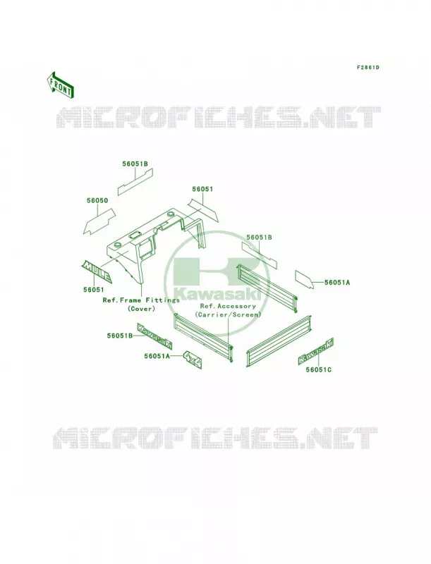 DecalsGreenKAF620-A5 Kawasaki MULE 620 2007 MULE 2510 4X4  KAF620-A3