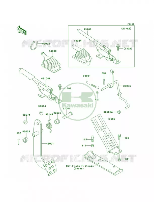 Brake PedalThrottle Lever Kawasaki MULE 620 2007 MULE 2510 4X4  KAF620-A4