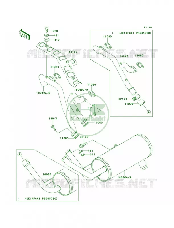 Mufflers Kawasaki MULE 620 2007 MULE 2510 4X4  KAF620-A4