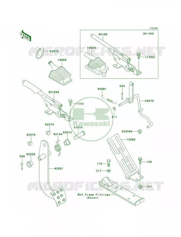 Brake PedalThrottle Lever Kawasaki MULE 620 2007 MULE 2510 4X4  KAF620-A5