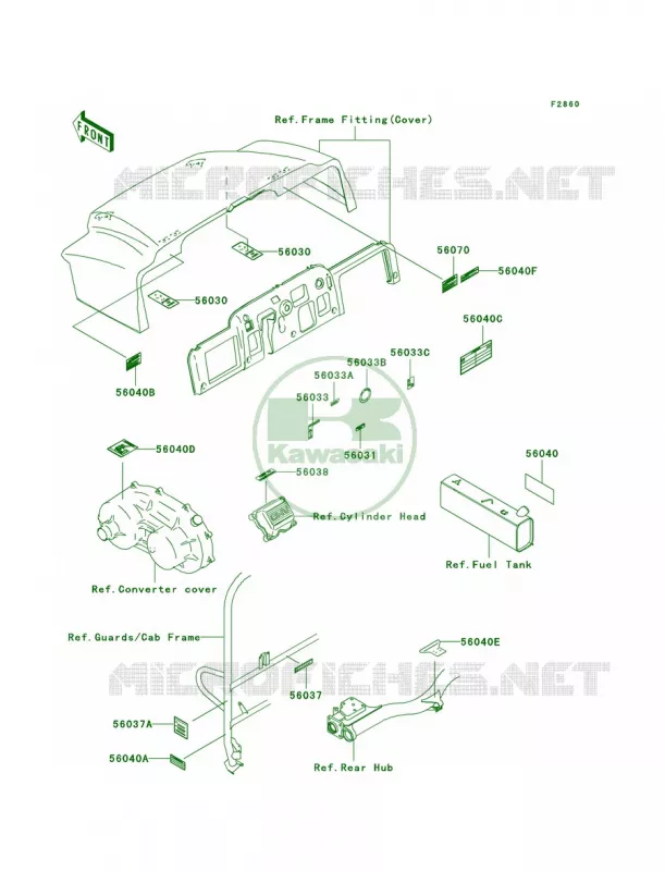 Labels Kawasaki MULE 620 2007 MULE 3020 TURF  KAF620-F1