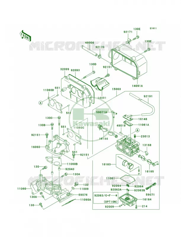 Carburetor Kawasaki MULE 620 2007 MULE 3020 TURF  KAF620-F2