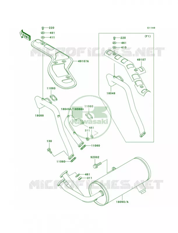 Mufflers Kawasaki MULE 620 2007 MULE 3020 TURF  KAF620-F2