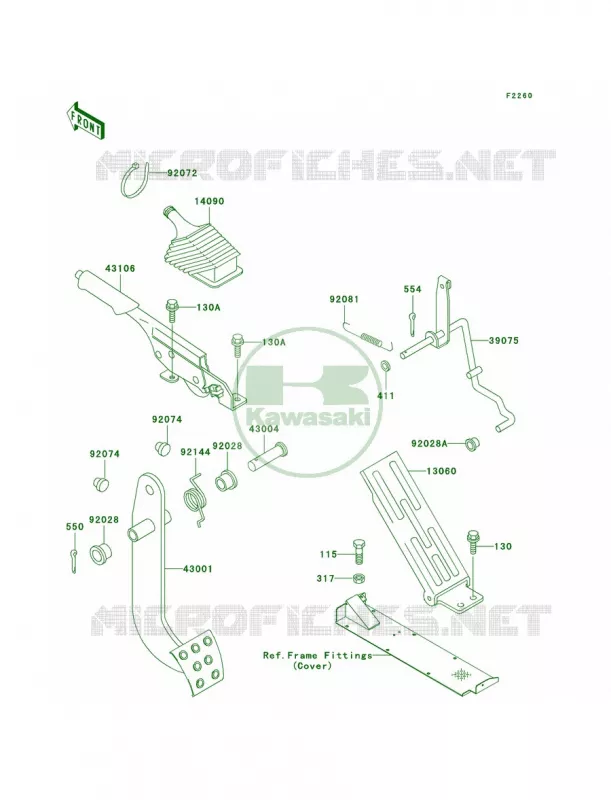Brake PedalThrottle Lever Kawasaki MULE 620 2007 MULE 3020 TURF  KAF620-F3
