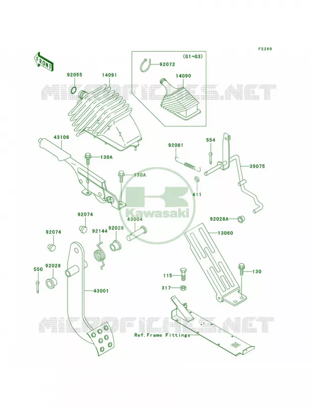 Brake PedalThrottle Lever Kawasaki MULE 620 2007 MULE 3000  KAF620-G1