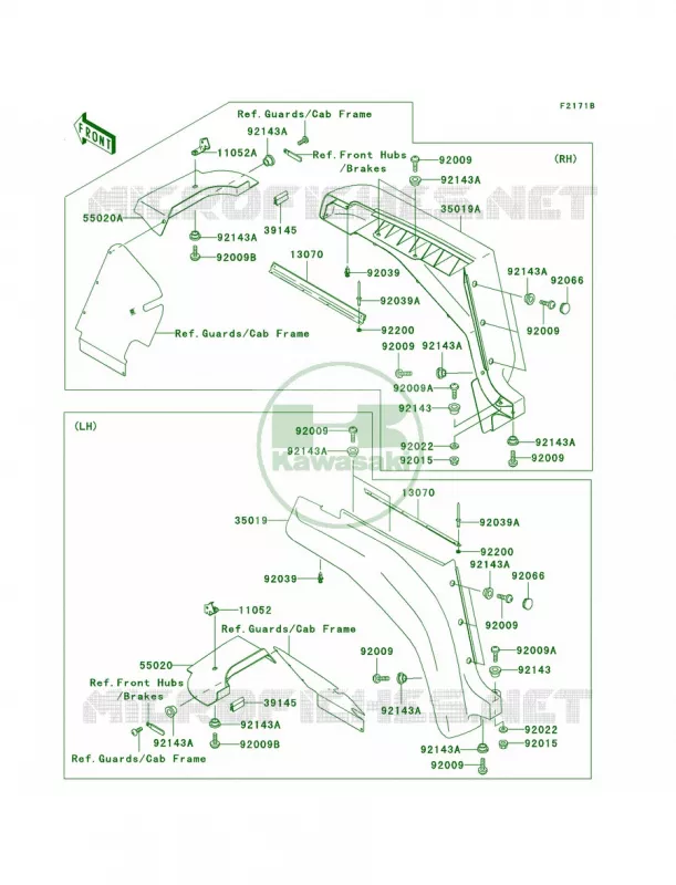 Front FendersKAF620-G3-G5 Kawasaki MULE 620 2007 MULE 3000  KAF620-G1