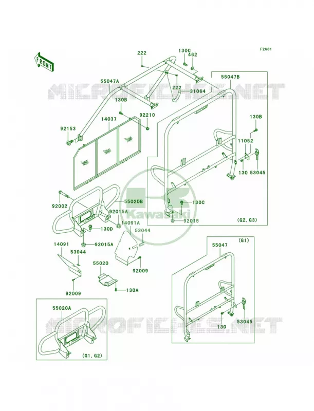 GuardsCab FrameKAF620-G1-G3 Kawasaki MULE 620 2007 MULE 3000  KAF620-G1