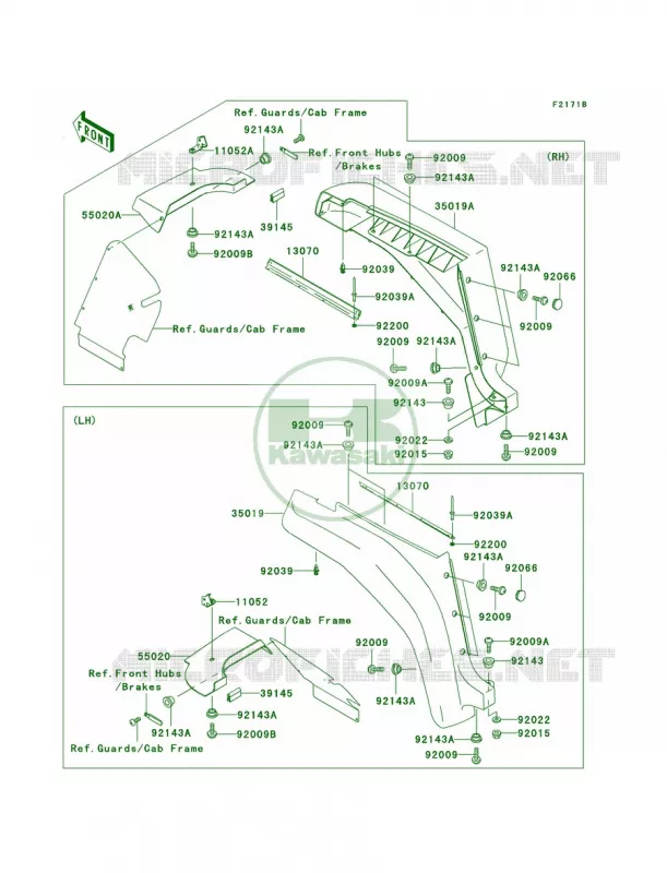 Front FendersKAF620-G3-G5 Kawasaki MULE 620 2007 MULE 3000  KAF620-G3