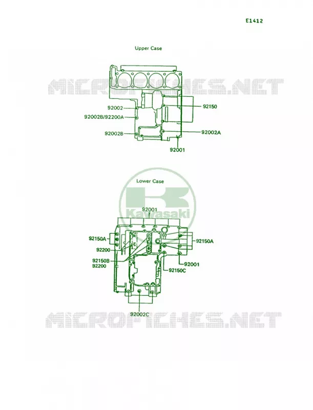 Crankcase Bolt Pattern Kawasaki MOTOS 1000 1992 Concours  ZG1000-A7
