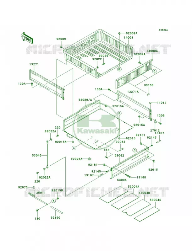 CarriersH2H3 Kawasaki MULE 620 2007 MULE 3010 4X4 HARDWOODS GREEN HD  KAF620-H2