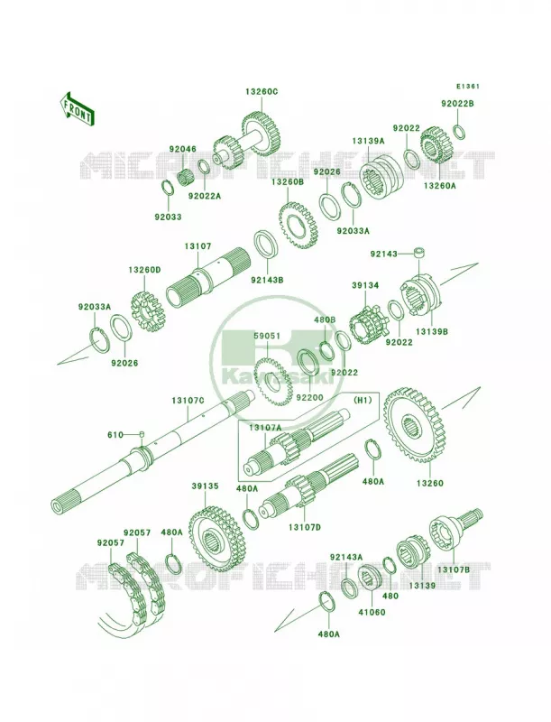 Transmission Kawasaki MULE 620 2007 MULE 3010 4X4 HARDWOODS GREEN HD  KAF620-H2