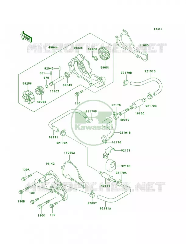 Water Pump Kawasaki MULE 620 2007 MULE 3010 4X4 HARDWOODS GREEN HD  KAF620-H2