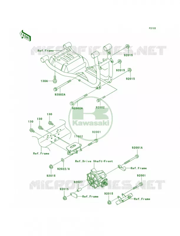 Engine Mount Kawasaki MULE 620 2007 MULE 3010 4X4 HARDWOODS GREEN HD  KAF620-H3