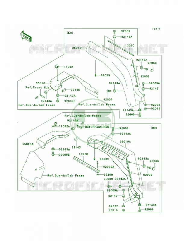 Front Fenders Kawasaki MULE 620 2007 MULE 3010 4X4 HARDWOODS GREEN HD  KAF620-H3