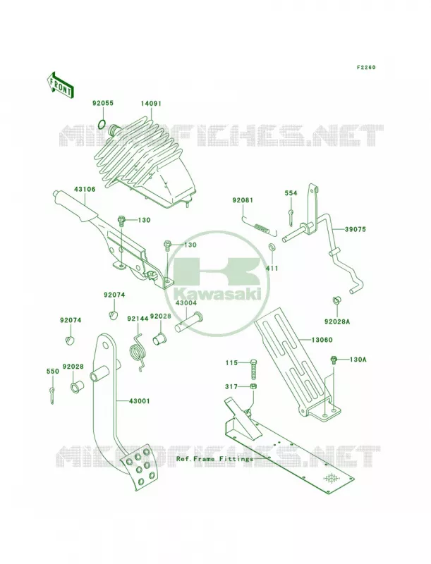 Brake PedalThrottle Lever Kawasaki MULE 620 2008 MULE 3010 TRANS4X4 HARDWOODS GREEN HD  KAF620K8F