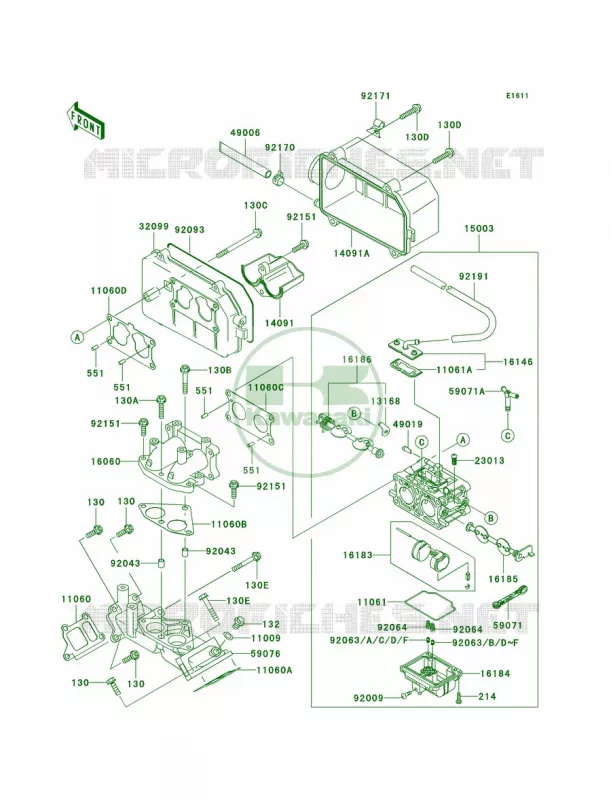 Carburetor Kawasaki MULE 620 2008 MULE 3010 TRANS4X4 HARDWOODS GREEN HD  KAF620K8F