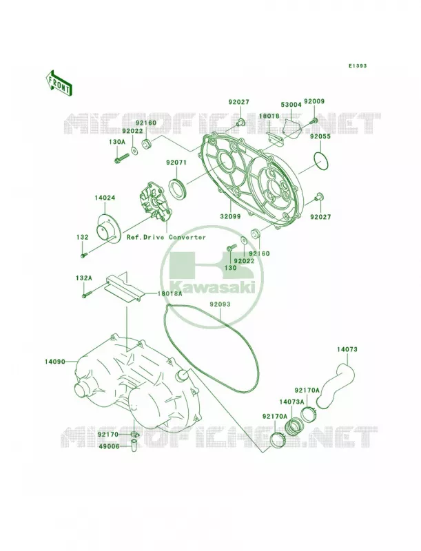 Converter Cover Kawasaki MULE 620 2008 MULE 3010 TRANS4X4 HARDWOODS GREEN HD  KAF620K8F