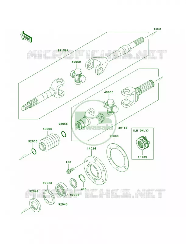 Drive Shaft-Rear Kawasaki MULE 620 2008 MULE 3010 TRANS4X4 HARDWOODS GREEN HD  KAF620K8F