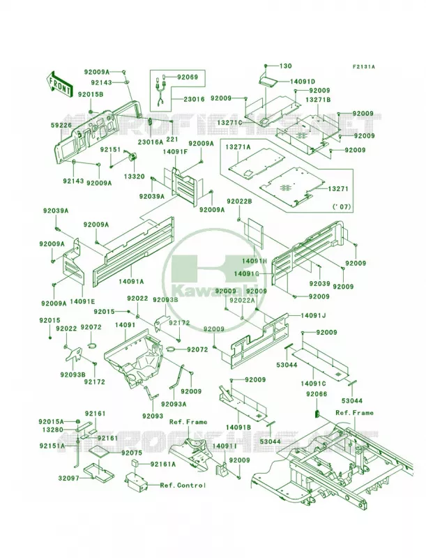 Frame Fittings Kawasaki MULE 620 2008 MULE 3010 TRANS4X4 HARDWOODS GREEN HD  KAF620K8F