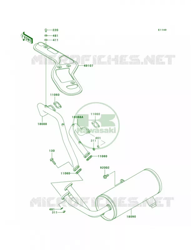 Mufflers Kawasaki MULE 620 2008 MULE 3010 TRANS4X4 HARDWOODS GREEN HD  KAF620K8F