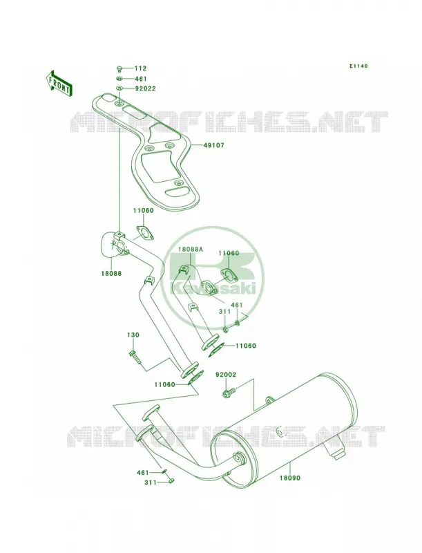 Mufflers Kawasaki MULE 620 2010 MULE 4010 4X4  KAF620MAF
