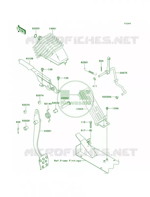 Brake PedalThrottle Lever Kawasaki MULE 620 2009 MULE 4010 4X4 HARDWOODS GREEN HD  KAF620N9F