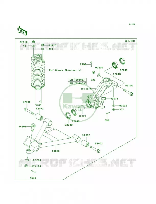 Front Suspension Kawasaki MULE 620 2009 MULE 4010 4X4 HARDWOODS GREEN HD  KAF620N9F