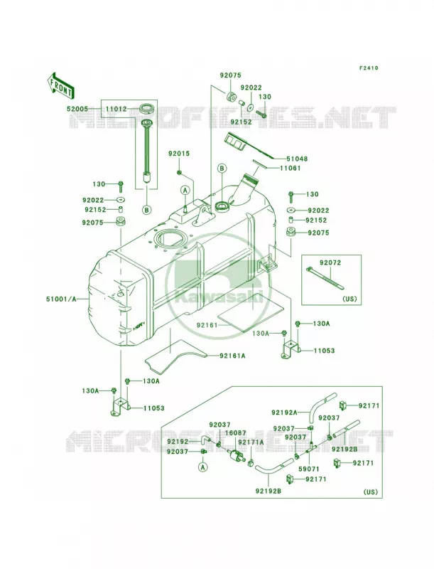 Fuel Tank Kawasaki MULE 620 2009 MULE 4010 4X4 HARDWOODS GREEN HD  KAF620N9F