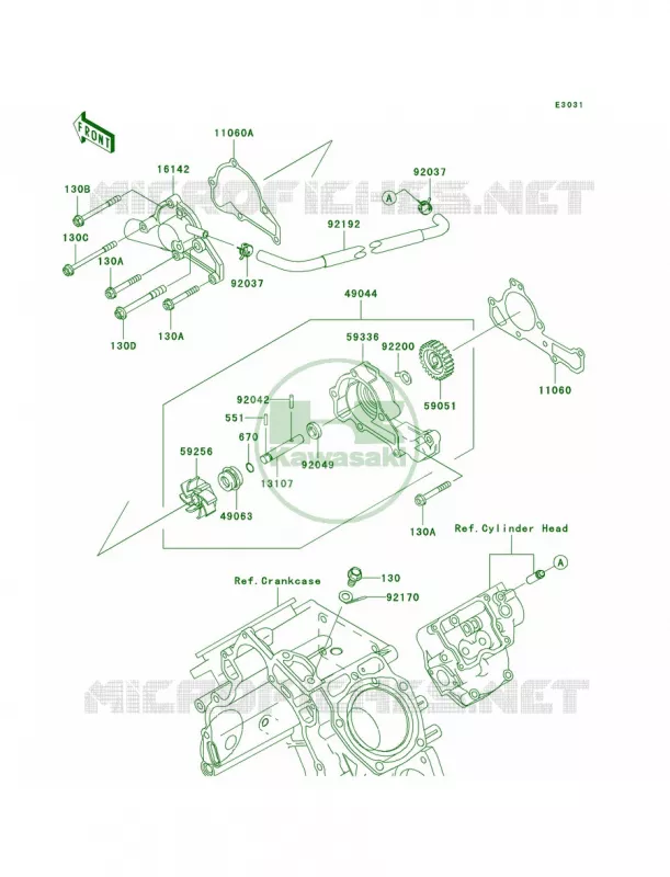Water Pump Kawasaki MULE 620 2009 MULE 4010 4X4 HARDWOODS GREEN HD  KAF620N9F