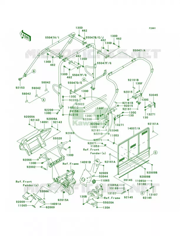 GuardsCab Frame Kawasaki MULE 620 2010 MULE 4010 TRANS4X4  KAF620RAFA