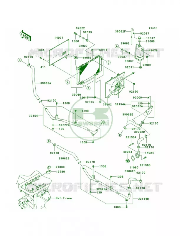 Radiator Kawasaki MULE 620 2010 MULE 4010 TRANS4X4  KAF620RAFA