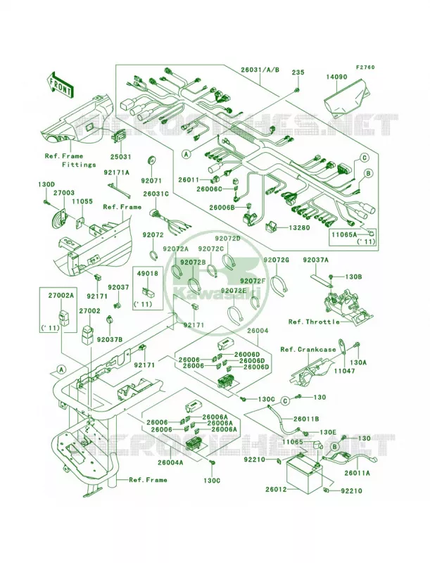 Chassis Electrical EquipmentS9F-SBF Kawasaki MULE 620 2009 MULE 4010 TRANS4X4 HARDWOODS GREEN HD  KAF620S9F