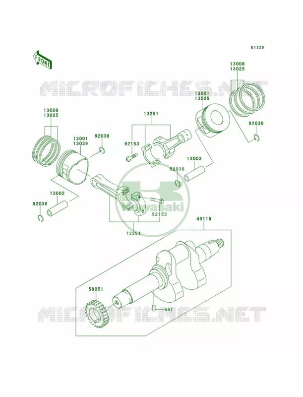 CrankshaftPistons Kawasaki MULE 620 2009 MULE 4010 TRANS4X4 HARDWOODS GREEN HD  KAF620S9F
