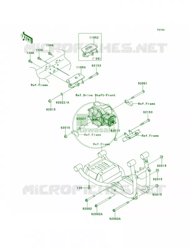 Engine Mount Kawasaki MULE 620 2009 MULE 4010 TRANS4X4 HARDWOODS GREEN HD  KAF620S9F