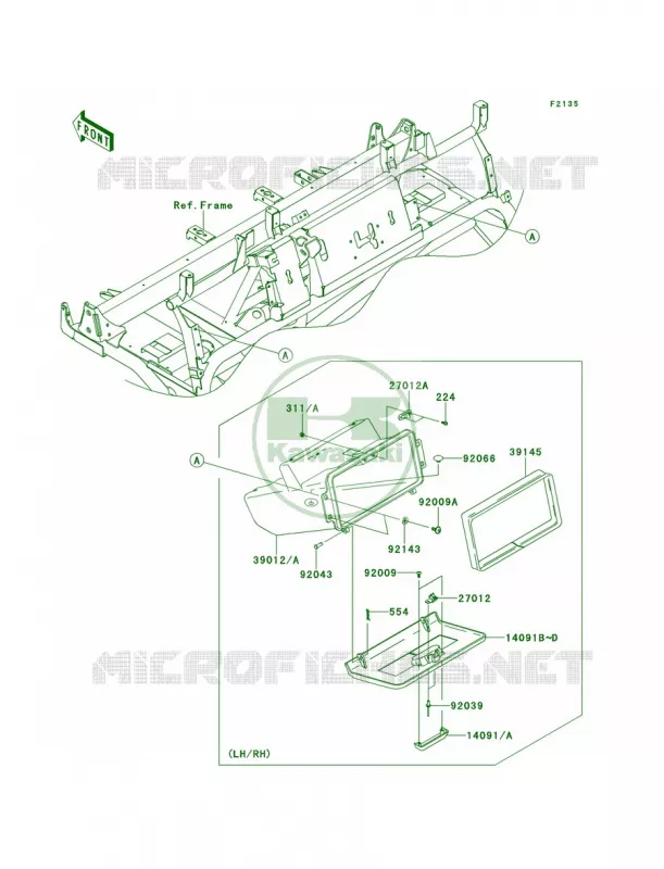Front Box Kawasaki MULE 620 2009 MULE 4010 TRANS4X4 HARDWOODS GREEN HD  KAF620S9F