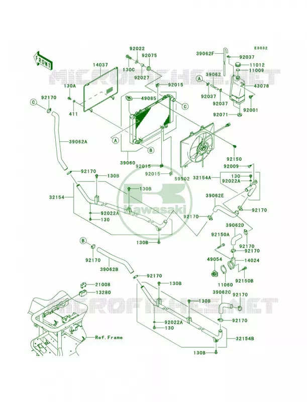 Radiator Kawasaki MULE 620 2009 MULE 4010 TRANS4X4 HARDWOODS GREEN HD  KAF620S9F